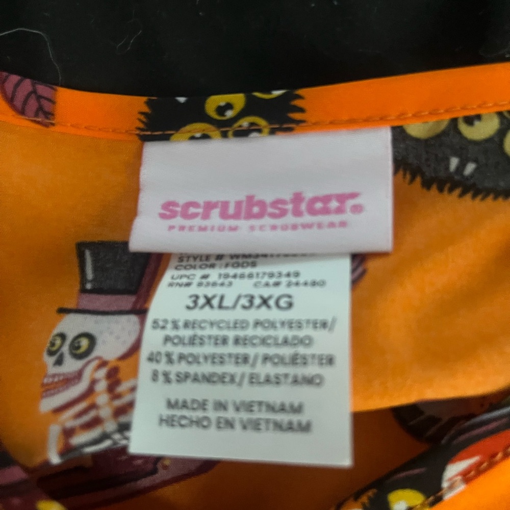 Scrubstar Halloween Scrub Top with Skeletons and Owls